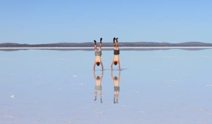 Angus & Jack on Lake Gairdner, South Australia