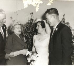 Charlie, Floss, Clare & Jack on their wedding day