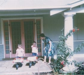 1965 Peter 3yo, John 4yo, Clare 35yo Christmas at Eileen & Jim's Retreat Valley Road, Gumeracha